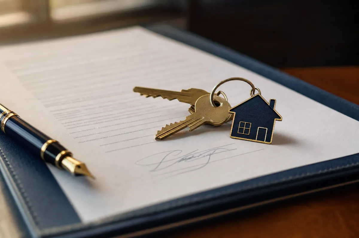 House keys and a signed tenancy agreement